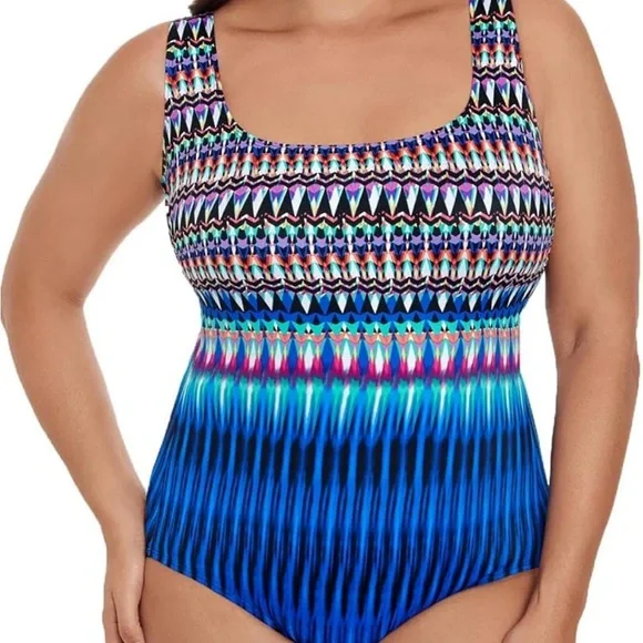 Swim Solutions Multicolor One-Piece Swimsuit - Picture 1 of 8